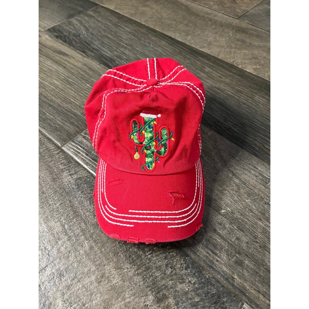 KBETHOS Vintage Red Christmas Cactus Embroidered Distressed Baseball Cap Hat